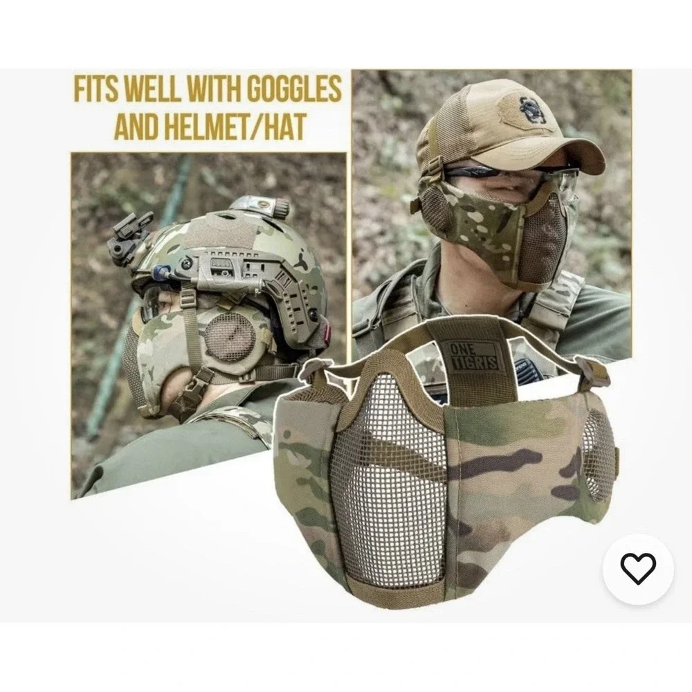 OneTigris Foldable Half Face Mesh Mask with Ear Protection